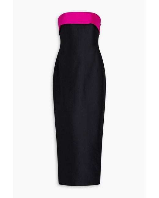 Badgley Mischka Blue Strapless Bow-detailed Mikado Maxi Dress