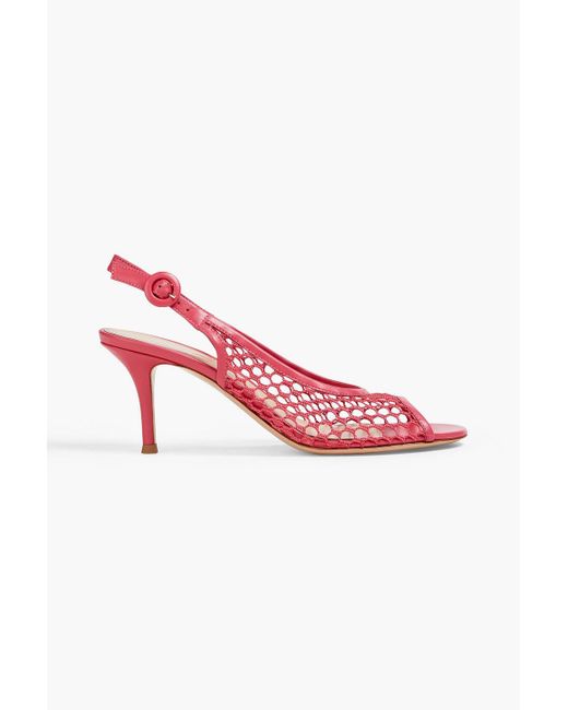 Gianvito Rossi Pink Mesh And Leather Slingback Pumps