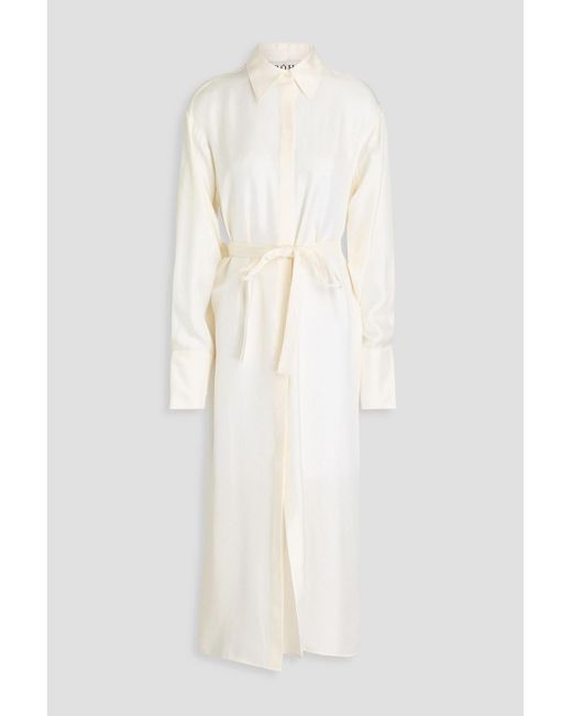 Rohe White Cutout Silk-Twill Midi Shirt Dress
