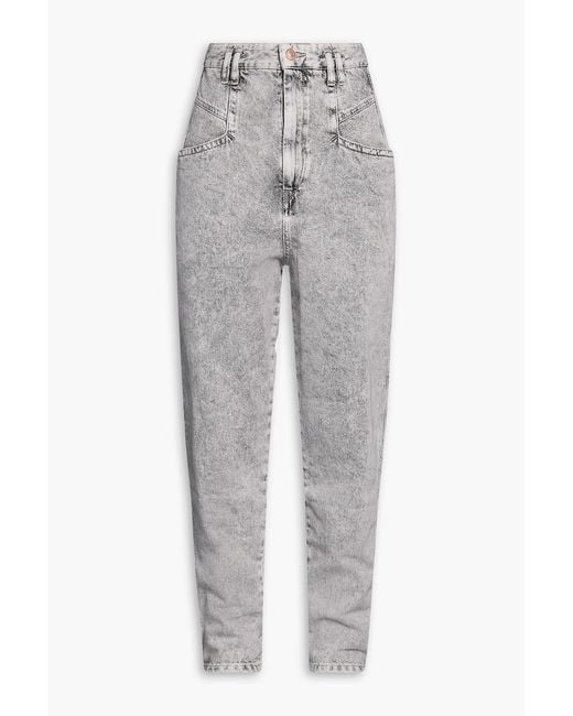 Isabel Marant Gray Padeloisa Acid-Wash High-Rise Tapered Jeans