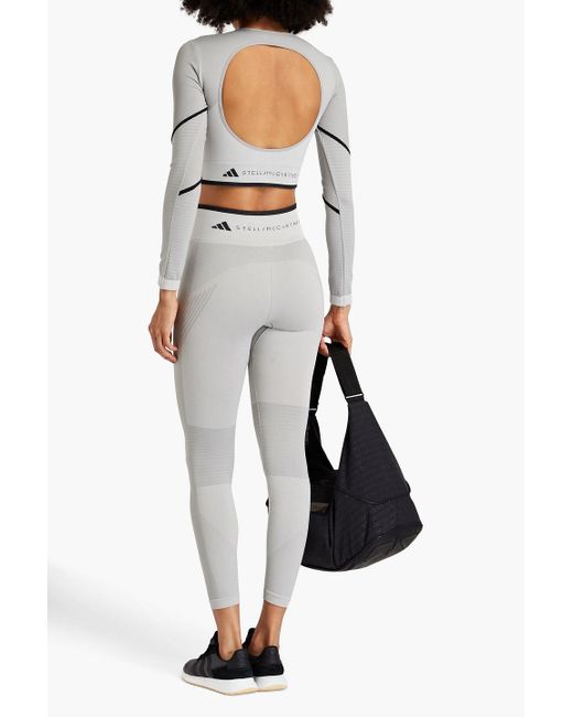 Adidas By Stella McCartney White Cropped Cutout Stretch-jersey Top