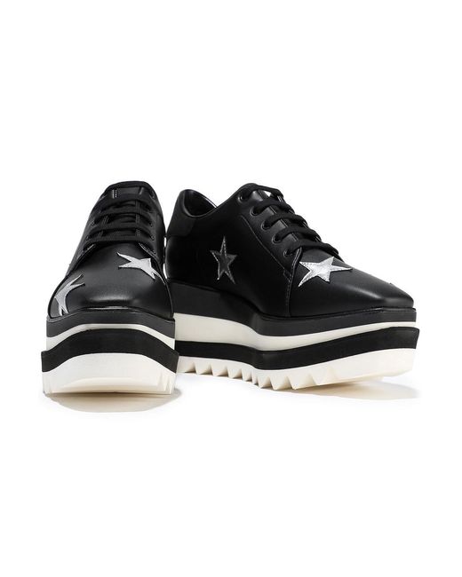 Stella McCartney Black Sneak-elyse Appliquéd Faux Leather Platform Sneakers