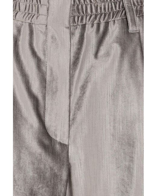 Brunello Cucinelli Natural Cotton-Blend Velvet Tapered Pants