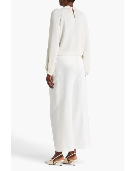 Theory White Twisted Silk-crepe Blouse