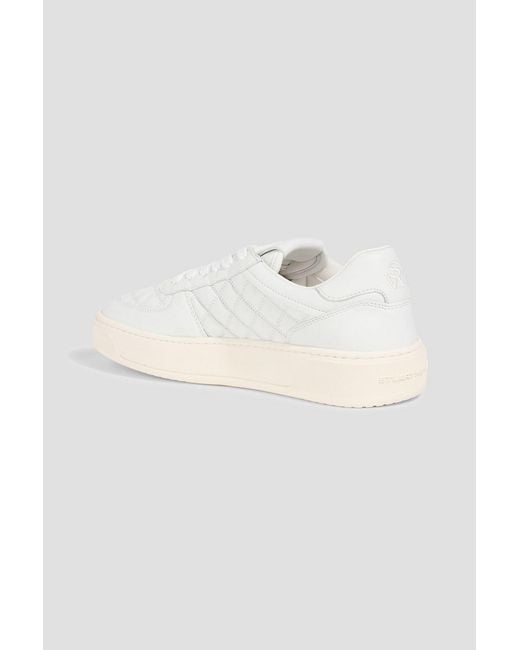 Stuart Weitzman White Courtside Quilted Leather Sneakers