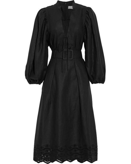 Rebecca Vallance Zahara Belted Linen Mini Dress in Black - Lyst