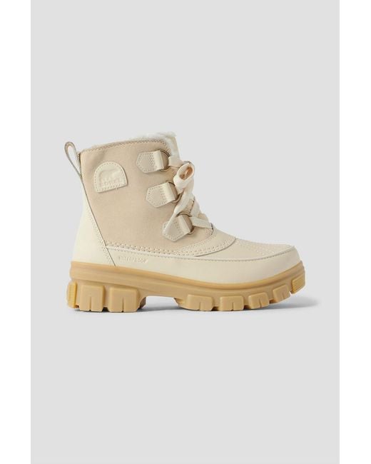 Sorel Natural Torino V Faux Shearling-Lined Leather-Trimmed Suede Boots