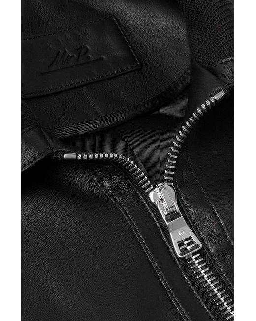 Mr P. Black Leather Blouson Jacket for men