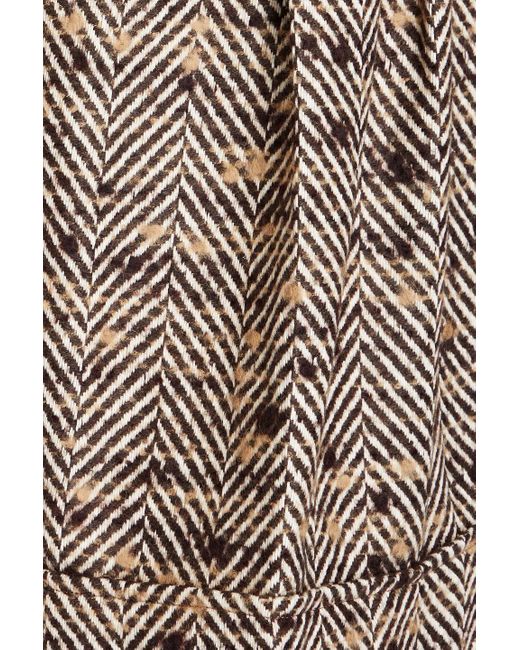 RED Valentino Brown Pleated Herringbone Bouclé-tweed Shorts