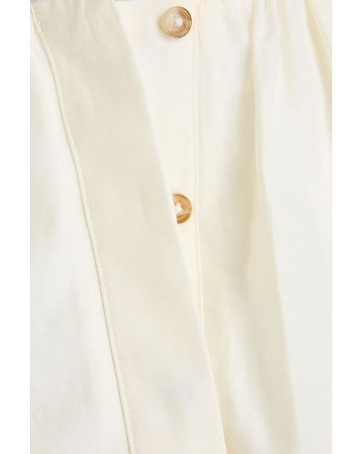 Loulou de Saison White Athena Cotton And Silk-Blend Poplin Top