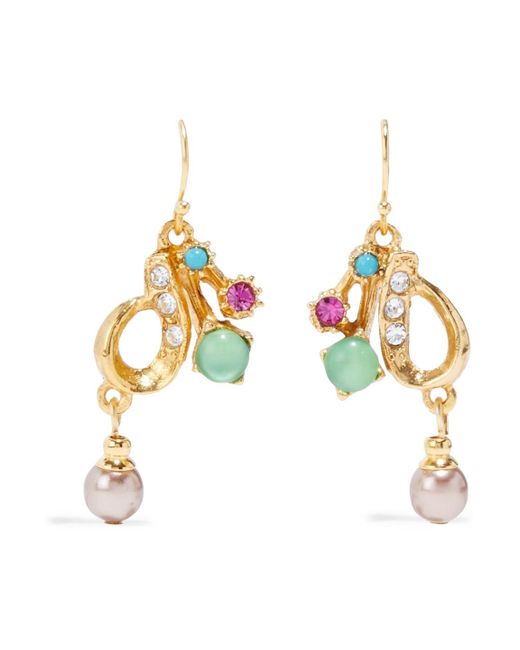 Ben-Amun Multicolor 24-karat Gold-plated, Faux Pearl, Crystal And Stone Earrings