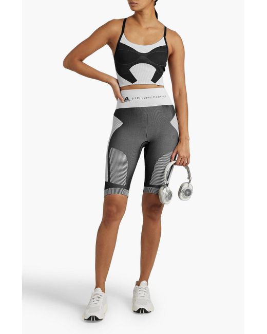 Adidas By Stella McCartney Gray Printed Stretch-jersey Cycling Shorts