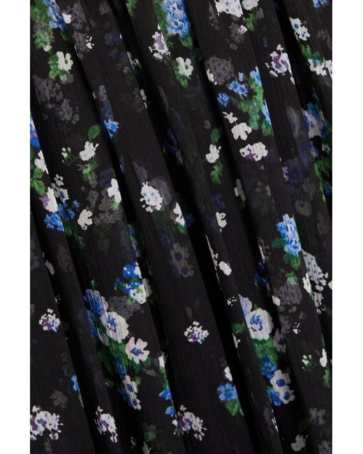 Maje Black Cutout Floral-print Crepon Midi Dress