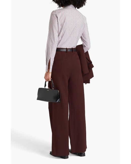 Loulou de Saison Purple Idai Cotton And Linen-blend Twill Wide-leg Pants