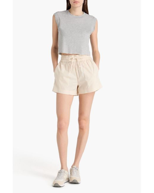 ÉTERNE White Cropped Cotton And Modal-Blend Jersey Top