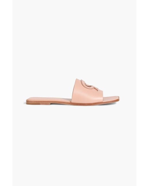 Gianvito Rossi Pink Ribbon Cutout Leather Slides