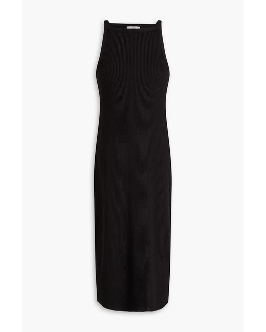 Vince Black Ribbed-knit Midi Dress