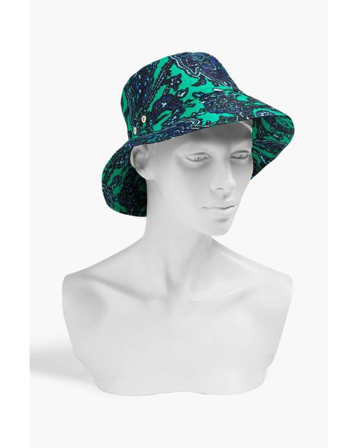 Zimmermann Green Printed Linen Bucket Hat