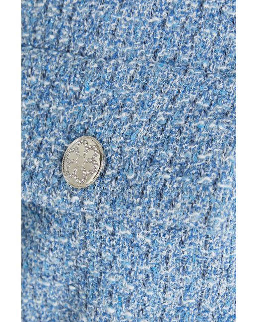 Maje Blue Metallic Cotton-Blend Bouclé-Tweed Jacket