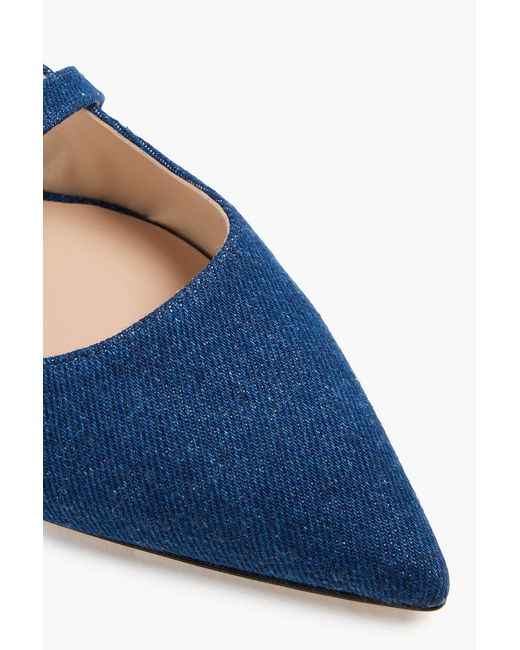 Stuart Weitzman Blue Aura Denim Slingback Mary Jane Flats