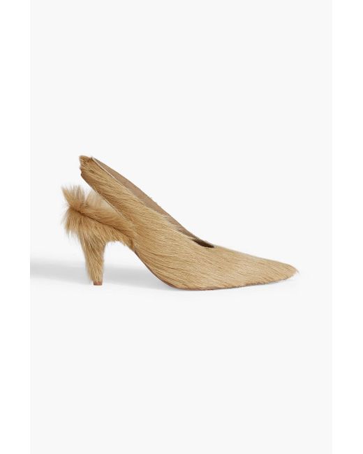MM6 by Maison Margiela Calf Hair Slingback Pumps in Natural | Lyst