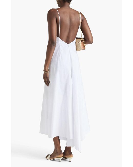 Staud White Gatto Cotton-Blend Midi Dress