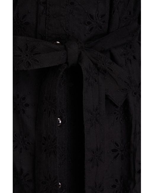 Melissa Odabash Black Barrie hemdkleid in minilänge aus makramee und baumwolle mit lochstickerei