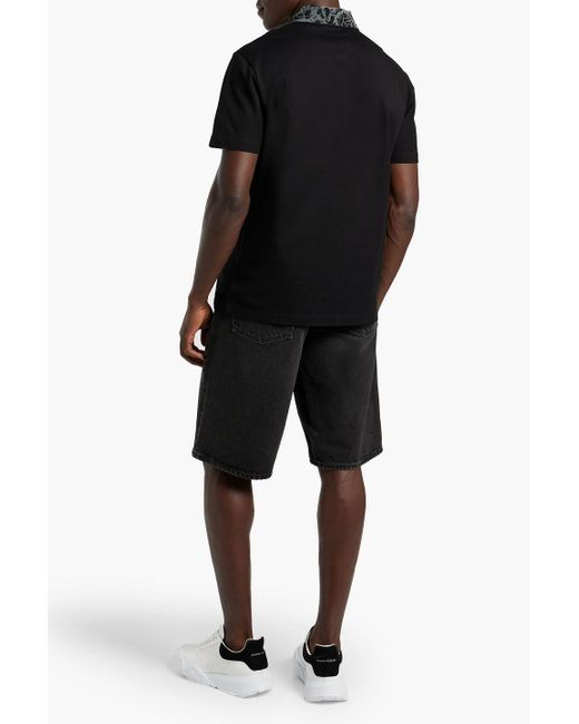 Versace Black Jacquard-trimmed Cotton-piqué Polo Shirt for men