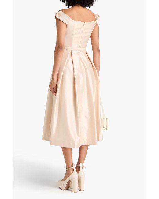 Nicholas Natural Off-the-shoulder Taffeta Midi Dress