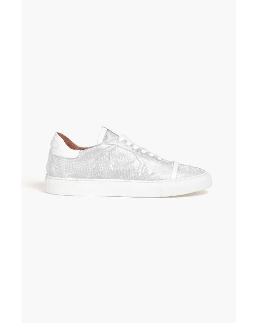 Malone Souliers White Musa Leather-trimmed Glittered Canvas Sneakers