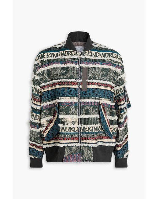 Sacai Green Cotton-Tweed Bomber Jacket for men