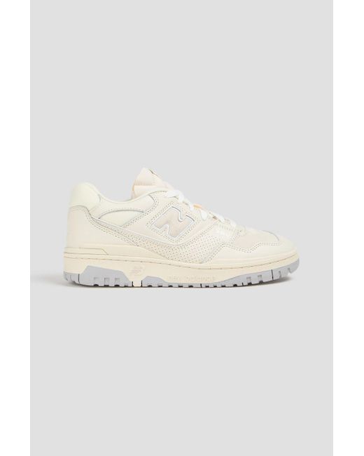 New Balance White 550 Mesh-Trimmed Leather And Suede Sneakers for men