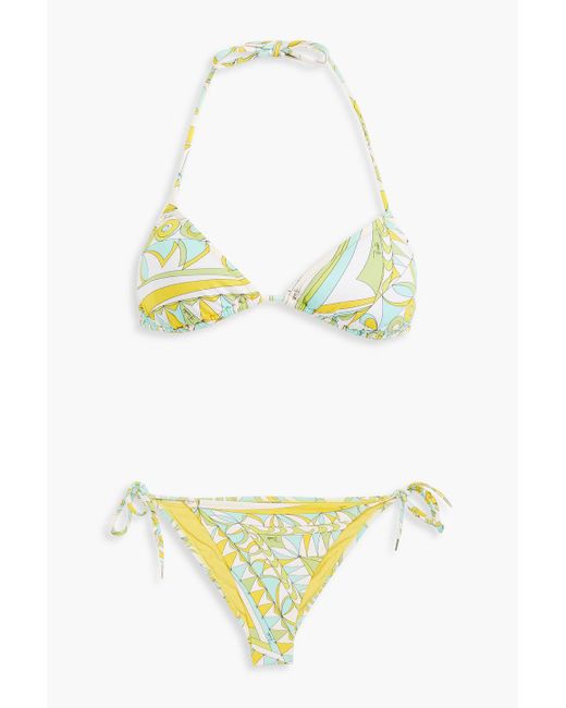 Emilio Pucci Yellow Printed Triangle Bikini