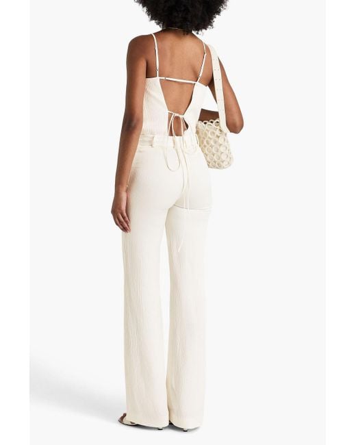 Joseph Natural Morissey Crinkled-satin Straight-leg Pants