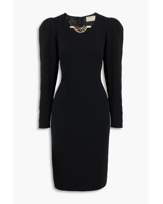 Elie Saab Black Embellished Crepe Dress