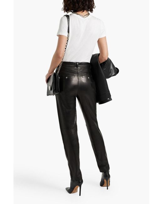 IRO Black Fotsy Leather Slim-leg Pants