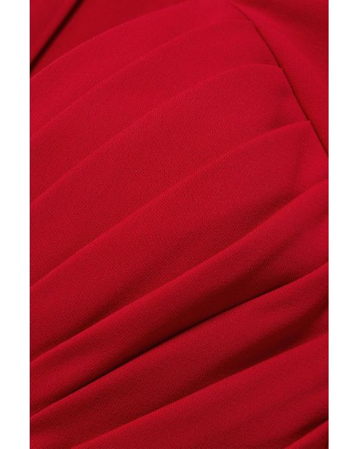 Badgley Mischka Red Off-The-Shoulder Cutout Crepe Gown