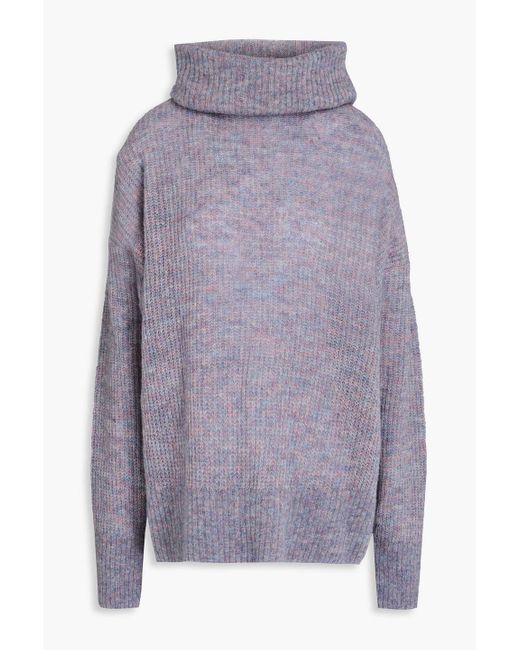 IRO Purple Mélange Ribbed-knit Turtleneck Sweater