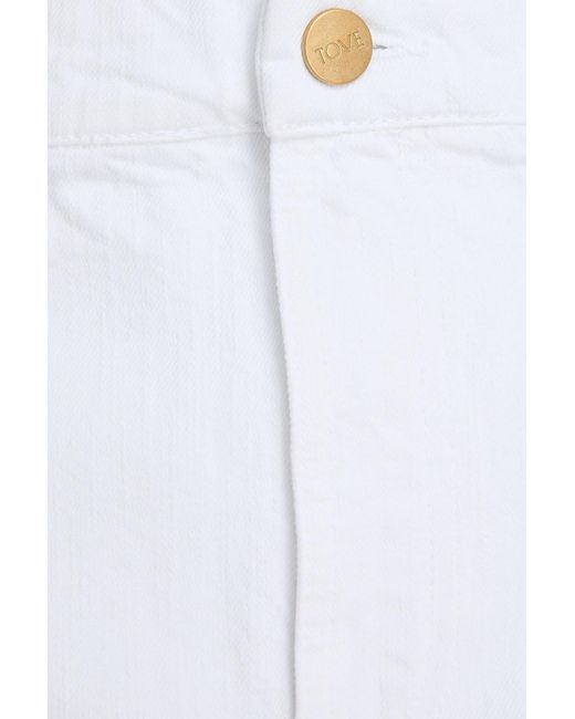 TOVE White Sera Denim Midi Skirt