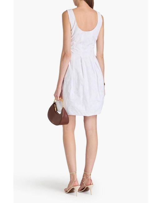 10 Crosby Derek Lam White Jade Floral-Print Cotton-Poplin Mini Dress