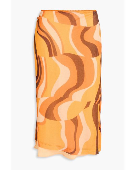 Rejina Pyo Orange Midirock aus lyocell-jersey mit print