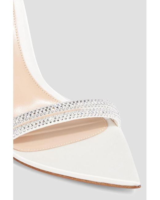 Gianvito Rossi White Montecarlo Crystal-Embellished Suede And Satin Sandals