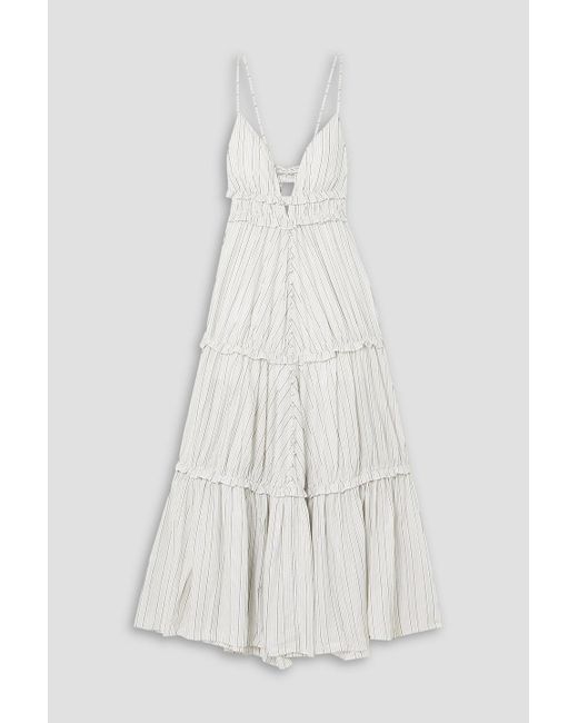 Joslin Studio White Liana 2.0 Tiered Striped Gauze Maxi Dress