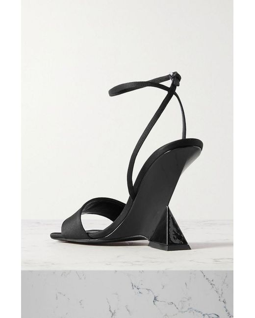 The Attico Black Cheope Satin Wedge Sandals