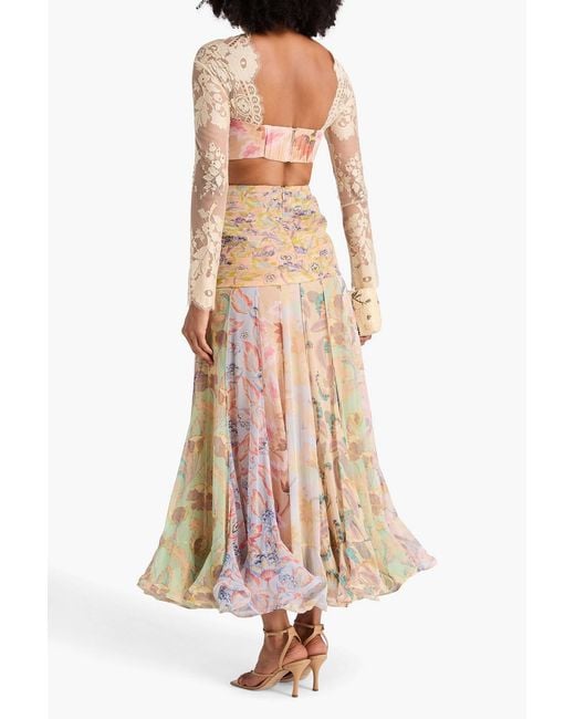 Zimmermann Natural Floral-Print Silk-Georgette And Lace Maxi Dress