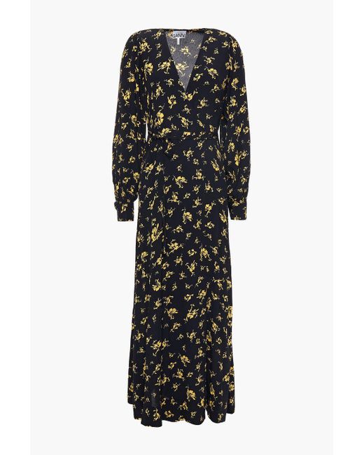 Ganni Synthetic Floral-print Crepe Midi 