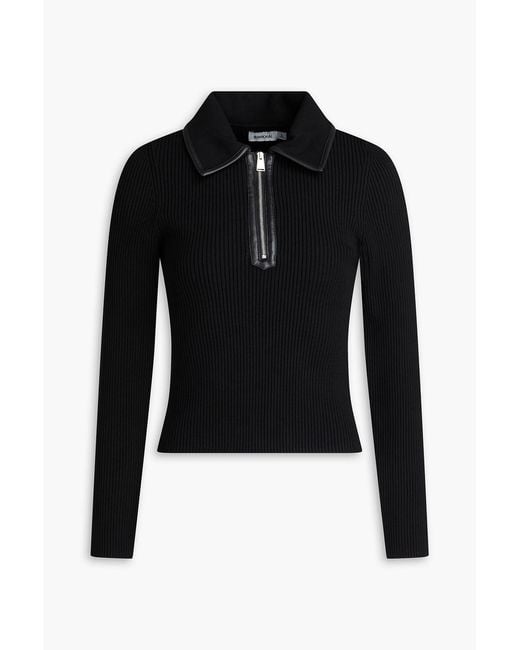 Jonathan Simkhai Black Livana Ribbed Ecovero-Blend Polo Sweater
