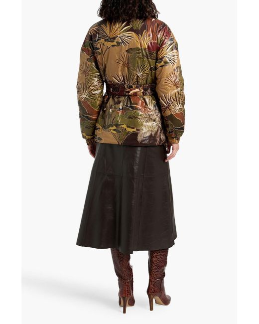 Farm Rio Brown Reversible Printed Quilted Shell Jacket