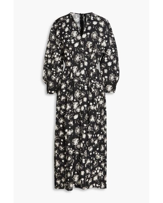Mother Of Pearl Black Emily Floral-print Lyocell-twill Midi Dress