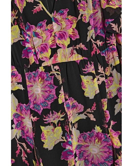 Diane von Furstenberg Purple Bleuet Ruffled Floral-print Chiffon Maxi Dress